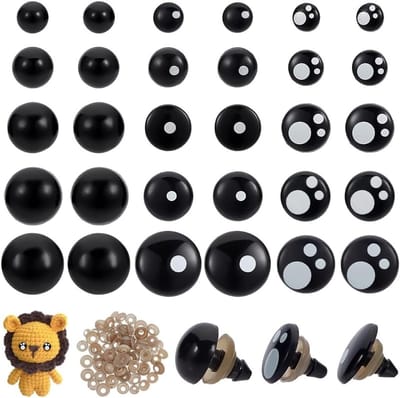 200 Set Veiligheidsogen voor Haken - Kunststof Ronde Ogen met Sluitringen voor Amigurumi en DIY Ambachten, Perfect voor Teddyberen en Gevulde Dieren