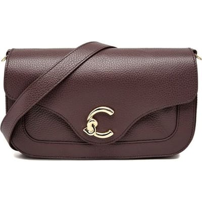 COCCINELLE Leren schoudertas C-Me Grained Leather Crossbody Bag Berry donkerpaars