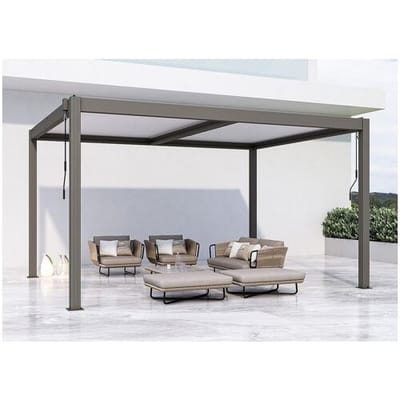 Habitat et jardin Pergola terrasoverkapping zonwering verstelbaar aluminium "Windsor" - 3 x 4 m - Taupe - grijs bruin