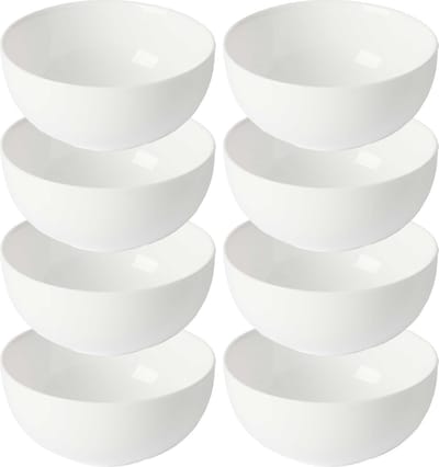 Vivalto Kommetjes/serveer schaaltjes/soepkommen - 8x - Opal - keramiek - D13 x H6 cm - ivoor wit - Stapelbaar