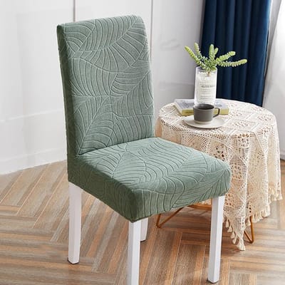 Waterdichte Stoelhoezen Voor Eetkamer Dikke Stof Jacquard Stoelhoes Beschermer Wasbaar Banket Stoelhoes Voor Hotel 1-Pcs grasgroene kleur