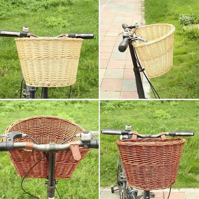 Fietsmand Handgeweven - Rieten Mand - Fietsen Boodschappen - Waterdicht Schimmelbestendig - 35cm Breed - Bruin