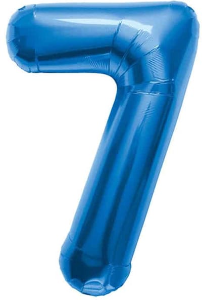 Folieballon Cijfer 7 Blauw - 86 cm
