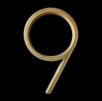 Huisnummer Goud 12,5 cm nr. 9 - Gouden Huisnummer - modern huisnummer 125 mm