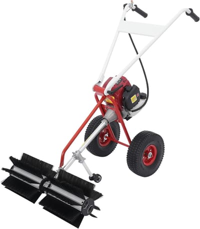 Benzine Veegmachine - Handmatige Sneeuwfrees - Tuin Terras Reiniging - Verstelbare Handgreep - 60x60x96 cm - Zwart Rood
