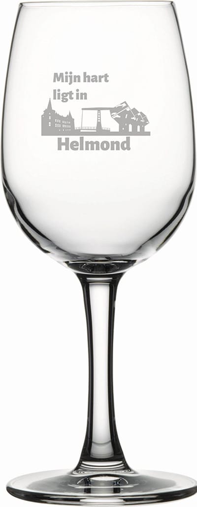Gegraveerde witte wijnglas 26cl Helmond