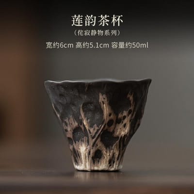 Japanse stijl wabi-sabi stijl lotus rijm theekop ruw aardewerk kung fu theeset proef theekop kleine enkele kop meesterkop gray