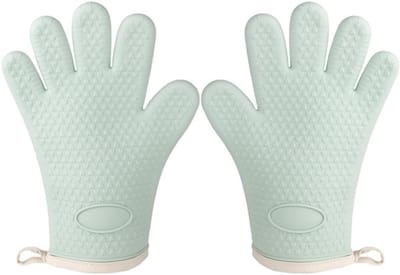 BBQ handschoenen - Ovenwanten Keukenhandschoenen - Hittebestendig werken - Antislip siliconen - 27.5 x 20.5 cm - Macaron