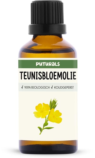 Puturals Teunisbloemolie 100% Biologisch - 50ml - Koudgeperst en Puur - Evening Primrose Oil voor Eczeem en Acne