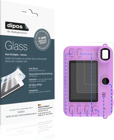 dipos – 2x Matte Pantserfolie geschikt voor AMZSA NOW Kinder Sofortbildkamera | 9H Screenprotector