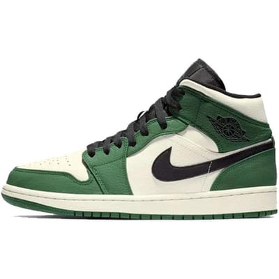 Air Jordan 1 Mid Pine Green Heren Sneakers Sail-Zwart 852542-301 40.5 black