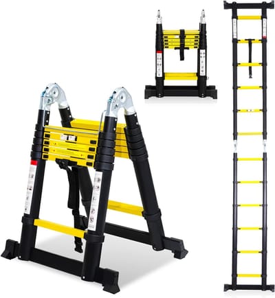 Telescopische Ladder - Telescopische Vouwladder - Werkhoogte - Aluminium - Geschikt voor Particulier en Professioneel Gebruik - Telescopische Vouwladder - Max. Belasting 150 kg
