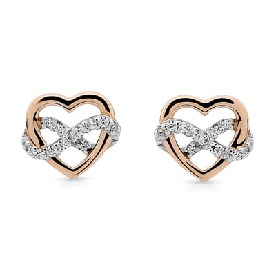 Orphelia 'Jasmina' Dames 925 Sterling Zilver Set: Ketting-Hanger + Oorbellen - Zilver/Roos SET-7483