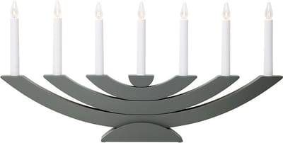 Star Trading kaarsenboog 'Navida', gelakt grenenhout, 7-vlammig, netvoeding, wit, donkergrijs, B 60 cm