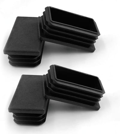 45 x 25 mm Vierkante Tube Slat Plugs - 4 Stuks Polyethyleen Stoppen voor Stalen en Aluminium Buizen, Eindkappen en Afsluiters (Zwart)