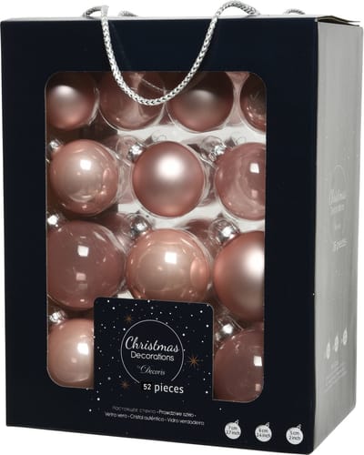 52x stuks kerstballen lichtroze van glas 5, 6 en 7 cm - mat/glans - Kerstversiering/boomversiering