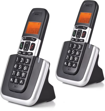 Senioren Dect Telefoon - Duo 2 handsets - Met Grote Toetsen - Verlicht Display - Speaker - Handsfree Twinset