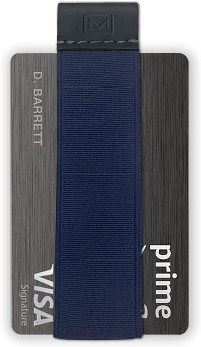 Minimalistische Kaarthouder - Slanke Portemonnee - Snelle Toegang Kaarten - Elastische Band Leer - 9.5 x 2.8 cm - Donkerblauw