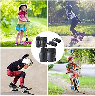 Kniebeschermers, Elleboogbeschermers en Polsbeschermers Set voor Volwassenen en Kinderen, 6-in-1 Beschermende Uitrusting voor Skateboarden, Fietsen en Schaatsen