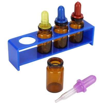 4 stuks Lege Druppelflesjes Set met Rek voor Tandheelkundig Materiaal Essentiële Olie ParfumBlauw blauw