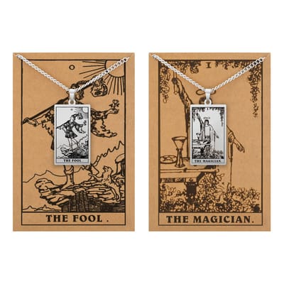 Tarot Ketting 0 | 1 bundel – Begin & Manifestatie – Zilverkleurig Stainless Steel - Inclusief Rider-Waite Kaartjes - 60cm - Pax Amare