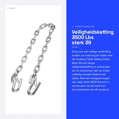 Dailygoods- Veiligheidsketting 90 cm - Dubbele Haak - 3500 kg Belastbaar - Gegalvaniseerd Staal - Antislip - Voor Trailer en Voertuig - Trekkerketting