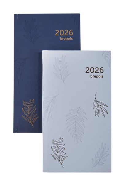 Brepols agenda 2026 - INTERPLAN [0.736] - TROPICAL FLOWERS - Agenda - 1 week op 2 pagina's - Weekoverzicht - Donker blauw - 9 x 16 cm