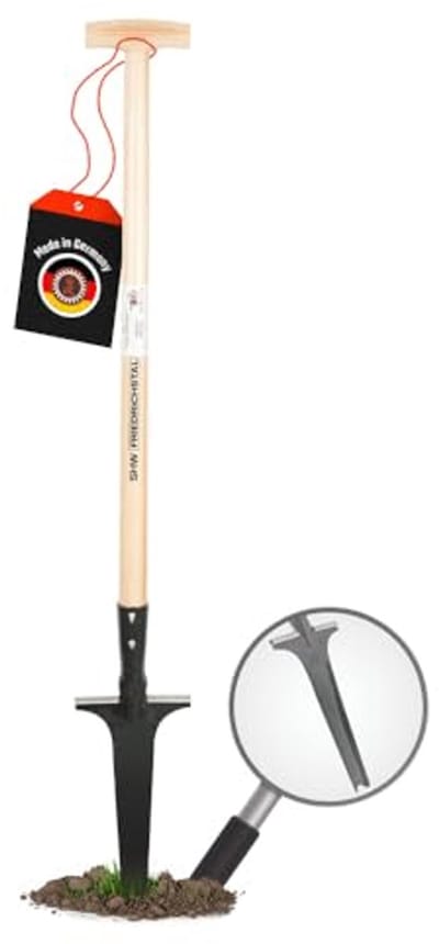 SnelShoppen - Professionele onkruidsteker met 82 cm essenhouten handvat - Handgemaakt met praktische stap, ideaal voor tuinonderhoud, ergonomisch en d