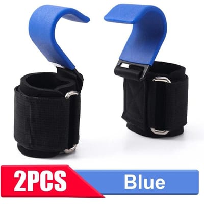 Gewichtheffen Haak Grips Met Polsbanden Gewichtheffen Handschoenen Polsondersteuning Fitness Handschoenen Hand-Bar Polsband Gewichtband 2Pcs Blue
