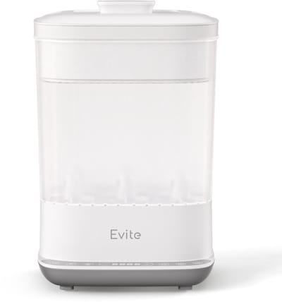 Evite 5-in-1 Flessen Sterilisator en Droger - Tot 8 Flesjes Tegelijk - Stoomsterilisator - met Tang - Geschikt voor Accessoires en Onderdelen
