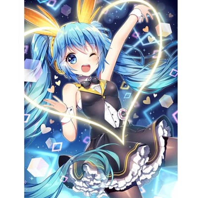 Ronde boor 5D DIY Diamond Painting  Cartoon Kimono Girl  3D Borduurkruissteek 5D Home Decor Cadeau 20X30CM lichtblauwe kleur