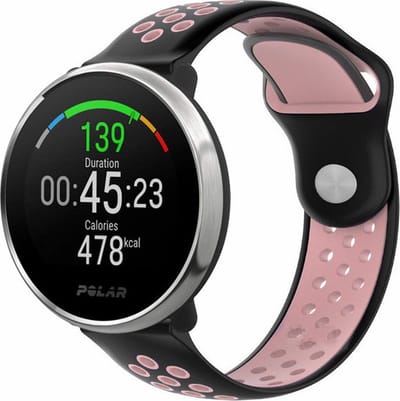 Strap-it Ademend siliconen sport bandje - geschikt voor Polar Unite / Ignite / Ignite 2 / Ignite 3 / Pacer - zwart/roze