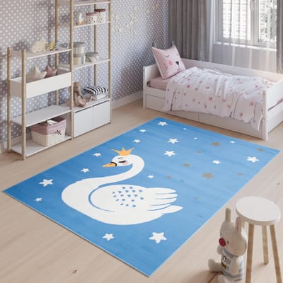 Tapiso Jolly Vloerkleed Blauw Speelkleed Kinderkamer Babykamer Maat- 80x150