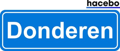 Hacebo - Plaatsnaam Sticker - 29x10 CM - Donderen sticker - Verkeersborden sticker - grappige cadeaus - Donderen