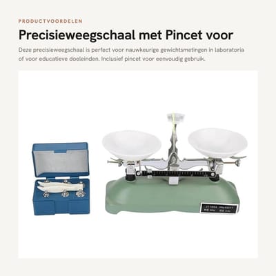 Dailygoods- Bankweegschaal 200g/0,2g - Precisiegewicht 5g/10g/20g/50g/100g - Pincet - Leermiddel Chemie/Natuurkunde - Geschikt voor Experimenten - Eenvoudig te Bedienen - Weegschaal