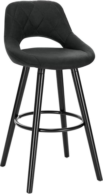 Barkruk Modern Hilton - Industrial - Antraciet - Barkrukken set van 1 - Barstoel Kruk - Barstoelen met rugleuning - Keukenstoel - Stof