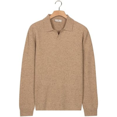 Thomas Maine Trui New England Donegal Merino Wool Structure Knit Licht Beige / male