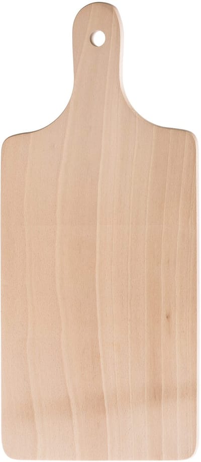 KADAX Snijplank van hout, ontbijtplank, keukenplank voor brood, vlees, groenten, kaas, praktische hakplank met ergonomische handgreep, houten snijplank om op te hangen (26 x 16 cm)
