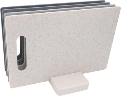 Set van 4 Plastic Snijplanken met Handvatten en Houder voor Keuken, Vaatwasserbestendig en Duurzaam