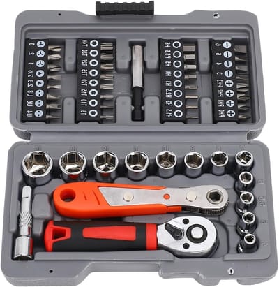 Ratel Schroevendraaier Set - Kleine Sleutel Set - Huishoudelijke Reparatie - 48-in-1 Functionaliteit - CRV Staal - Grijs