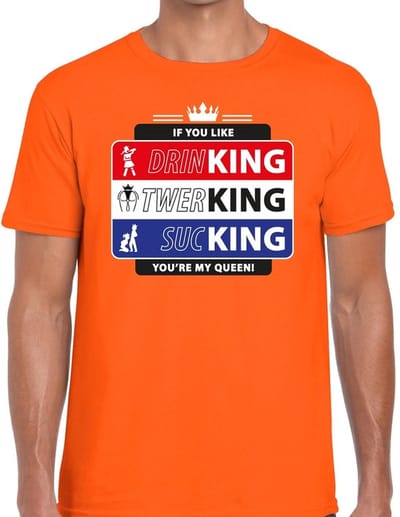 Oranje Kingsday If you like - T-shirt voor heren - Koningsdag kleding S