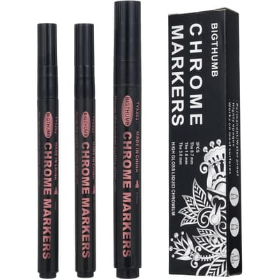Stylos de peinture miroir, 3 paquets, marqueur chromé pour Surface de miroir, liquide réfléchissant Permanent adapté cuivré