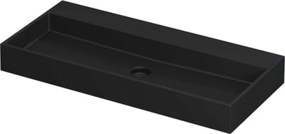 INK® United wastafel porselein zonder kraangat inclusief porseleinen click plug en verborgen overloop systeem 100x45x11cm, mat zwart