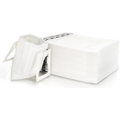 Lot de 50 sacs filtrants à café non tissés portables à suspendre sur le côté de l'oreille, sachets à café jetables en papier faits à la main white