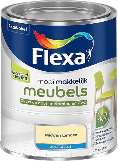 Flexa - Mooi Makkelijk Meubels Zijdeglans - Midden Limoen - Mengverf - 750 Ml