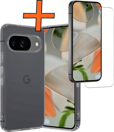 Hoes - Met Screenprotector - Geschikt voor Google Pixel 9 - Sterk & Shockproof - Back Cover - Siliconen Case - Telefoon Hoes - Transparant