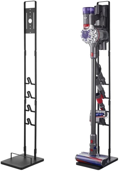 Emvae stofzuiger standaard - stofzuigerhouder - compatibel met Dyson V6 V7 V8 V10 V11 V15 - 4 haken - 31 x 22 x 127 cm - SPCC-staal - zwart