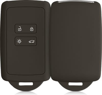 kwmobile autosleutelhoes geschikt voor Renault 4-knops Smartkey (Keyless Go) - Siliconenhoes in olijfgroen - Sleutelcover