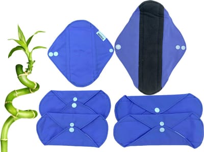 Wasbaar maandverband paars - Bamboe - Set van 6 - Herbruikbaar maandverband - Wasbare inlegkruisjes - Eco friendly - Hypoallergeen