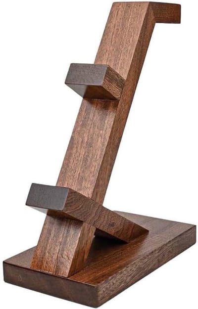Houten controller standaard - Hoofdtelefoonhouder - Gaming setup organiseren - 2-laags design - 27 x 20 x 12 cm - Bruin